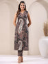 Black Pure Cotton Paisley Printed Straight Kurta Pant Set